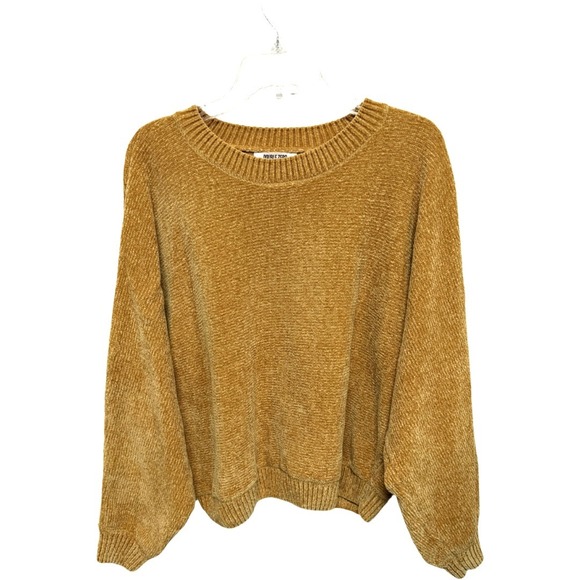 Double Zero Sweaters - Double Zero Mustard Colored Plush Sweater Size Large Oversized Fit Holiday